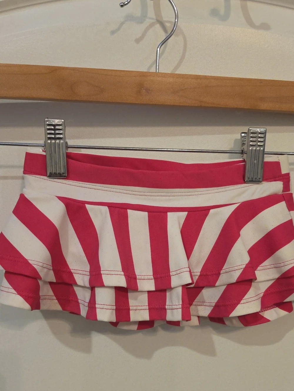Hanna Andersson Hot Pink and White Striped Ruffle Swim Skirt Bottom